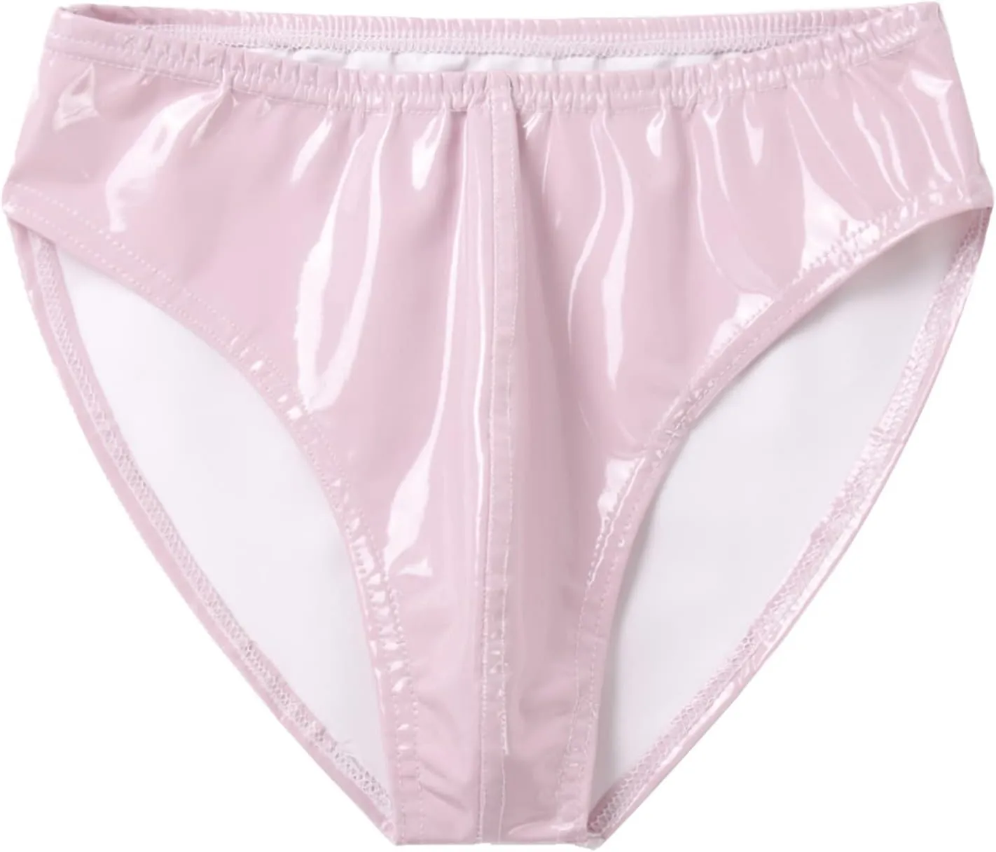 Mufeng Sexy Gay Men Underwear Metallic Liquid Leather Briefs Underwear Solid Elastic Waist Bikini Shorts