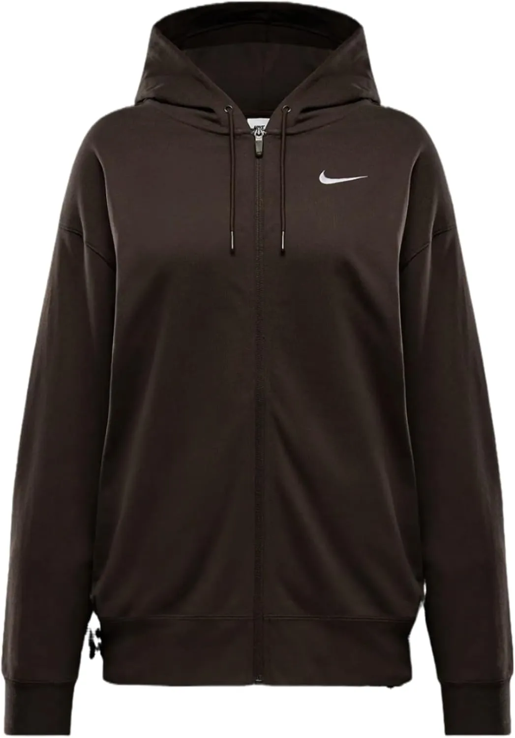 Nike Sportswear Women's Oversized Jersey Full-Zip Hoodie (DM6415-237, Baroque Brown/White)