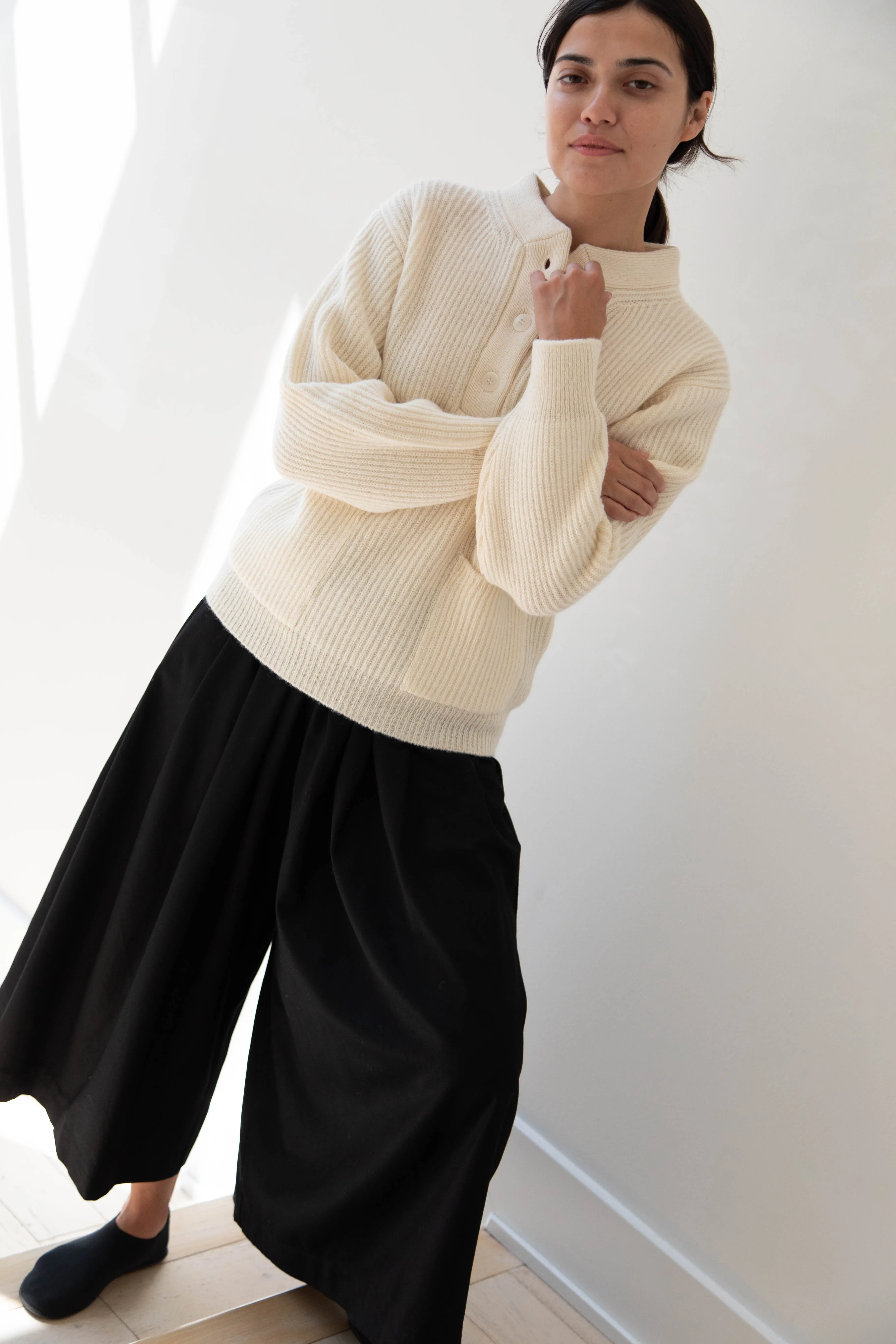 Nothing Written | Shetland Wool Henley Pullover in Ivory