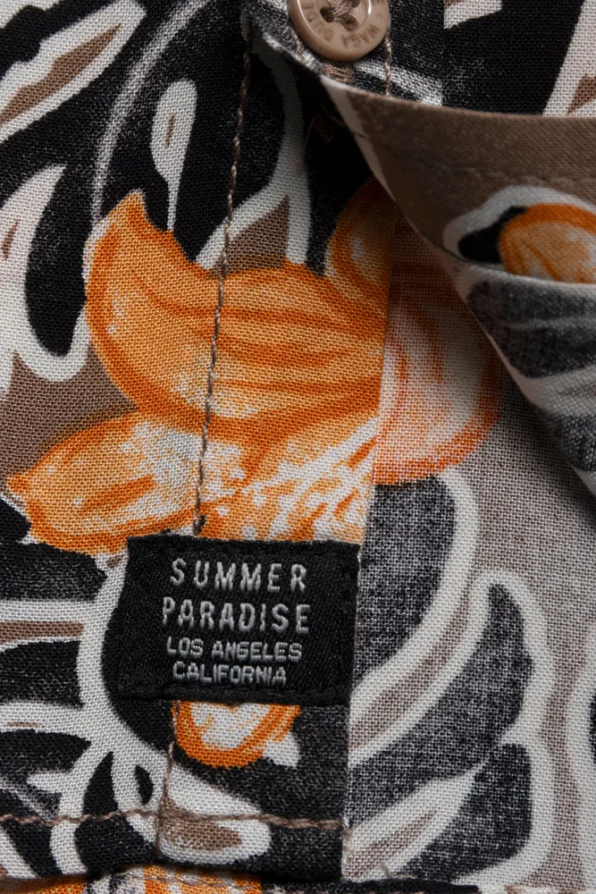 Palm Short Sleeve Shirt Brown