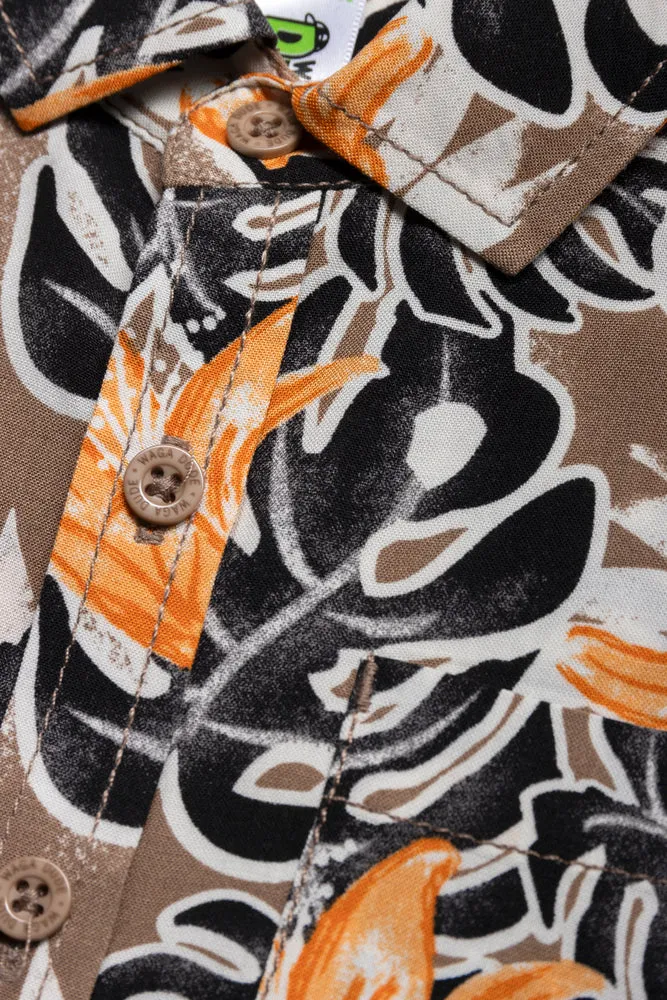 Palm Short Sleeve Shirt Brown