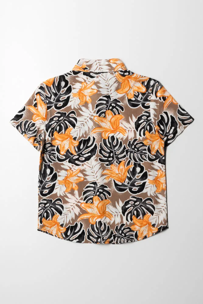 Palm Short Sleeve Shirt Brown