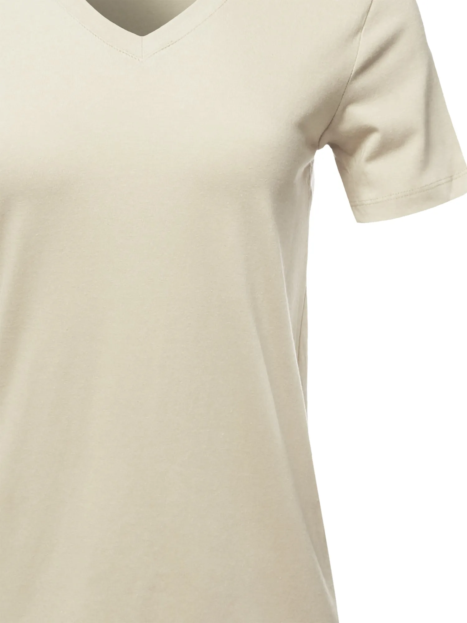Plus Size Basic Solid Premium Cotton Short Sleeve V-neck T Shirt Tee Tops