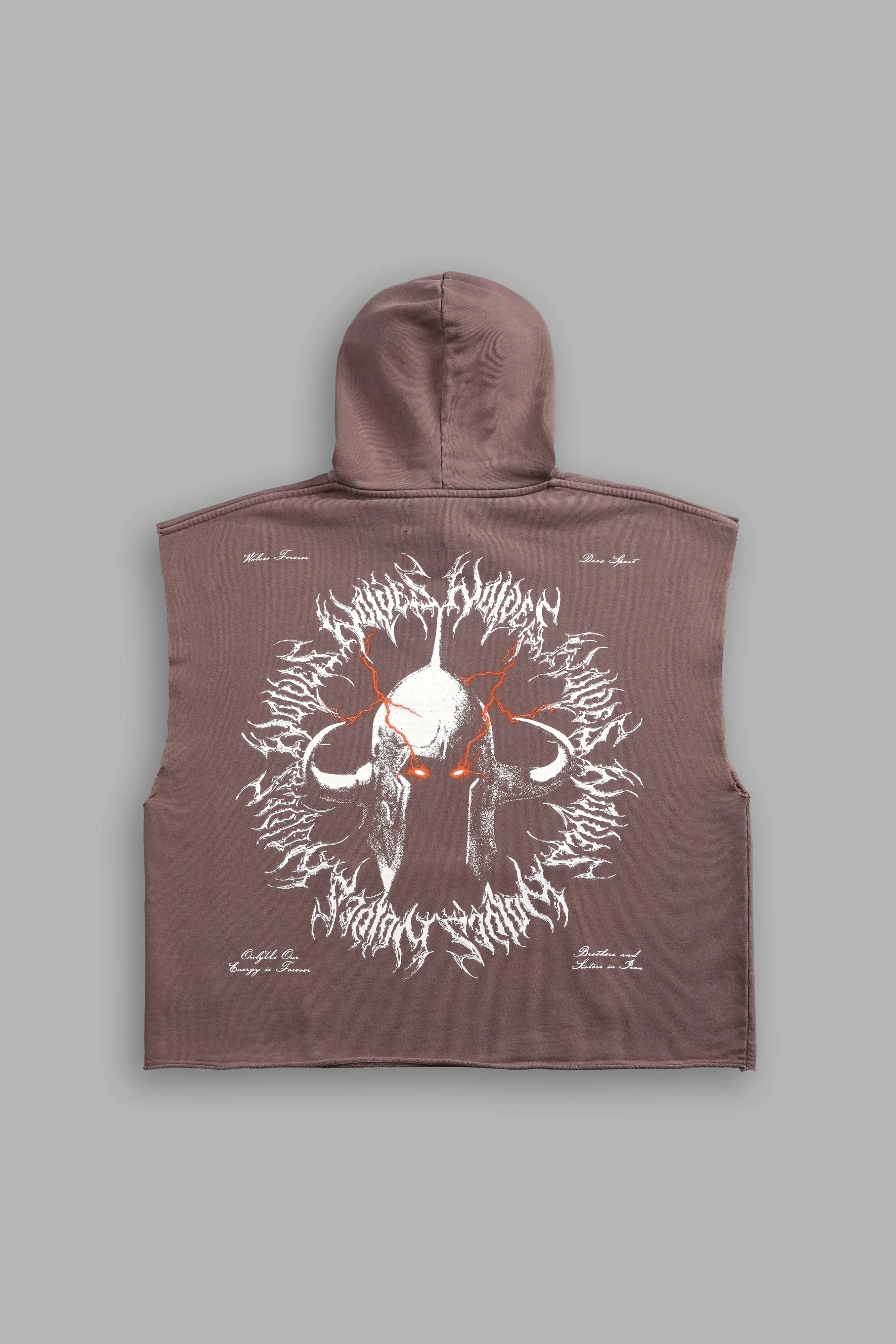 Ragnarok "Grunge" Cut-Off Hoodie in Norse Brown