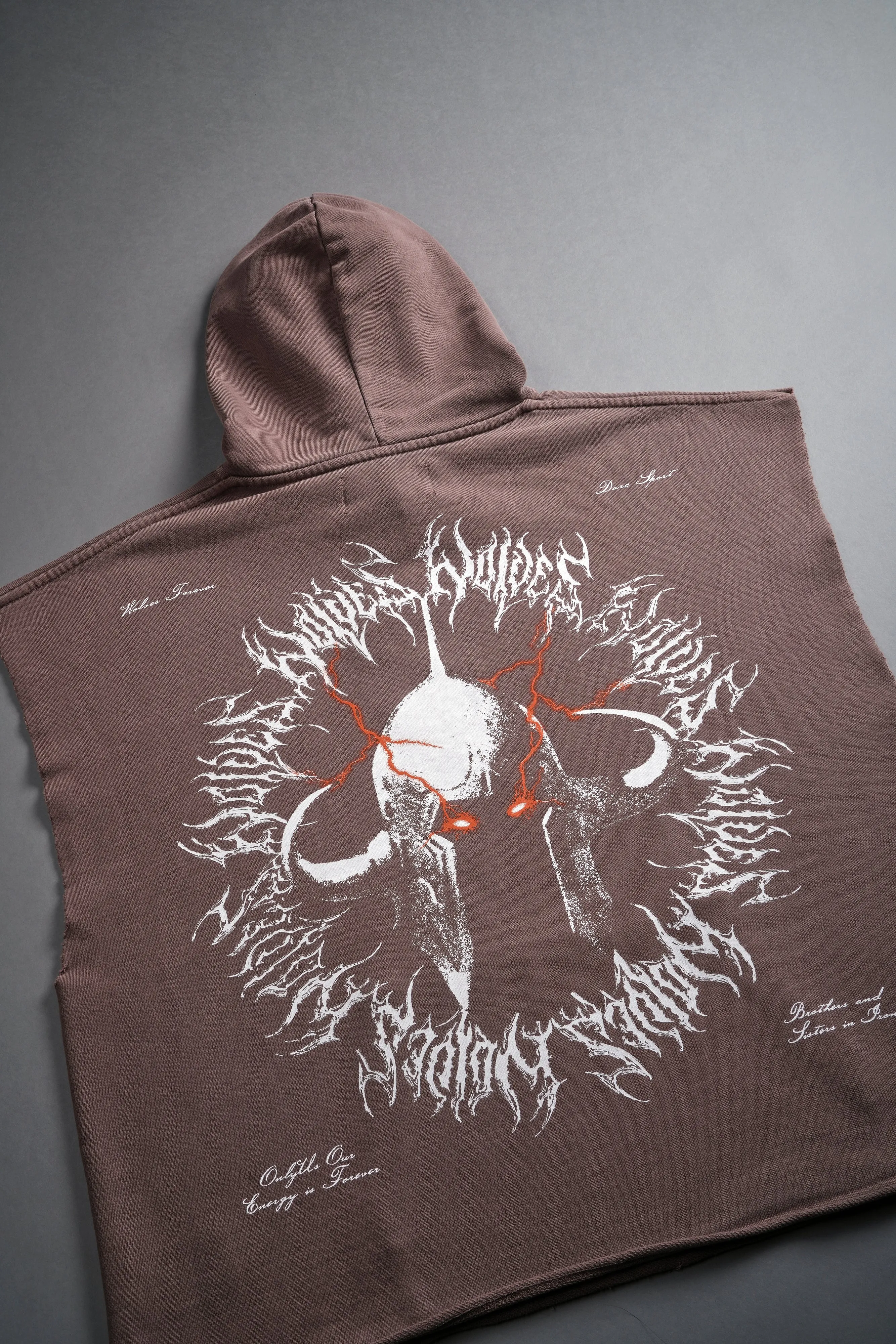 Ragnarok "Grunge" Cut-Off Hoodie in Norse Brown