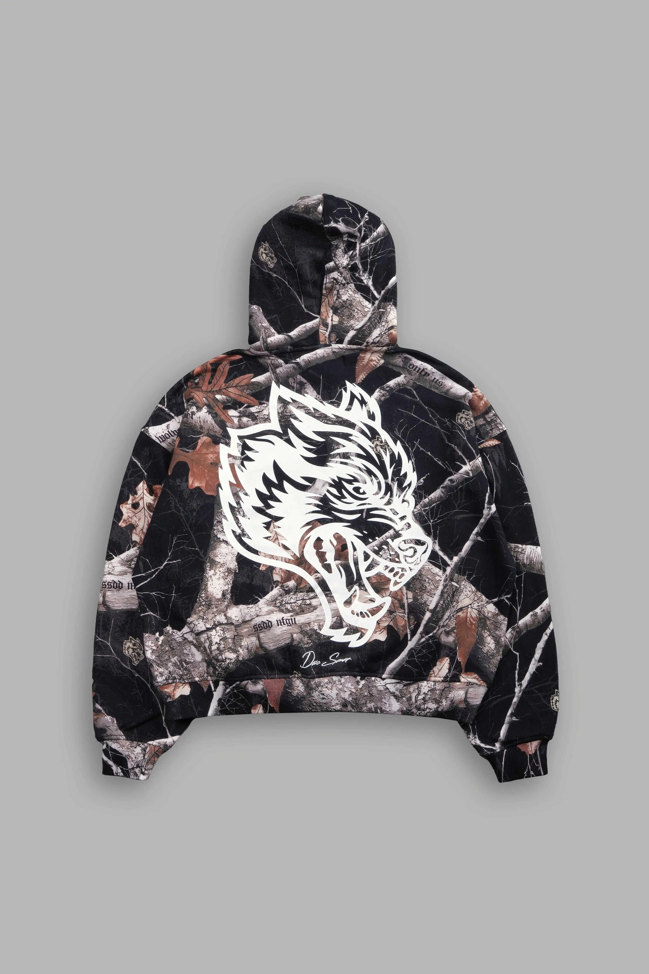 Respect The Wolves Darco Double Zip Hoodie in Darc Woodland Camo