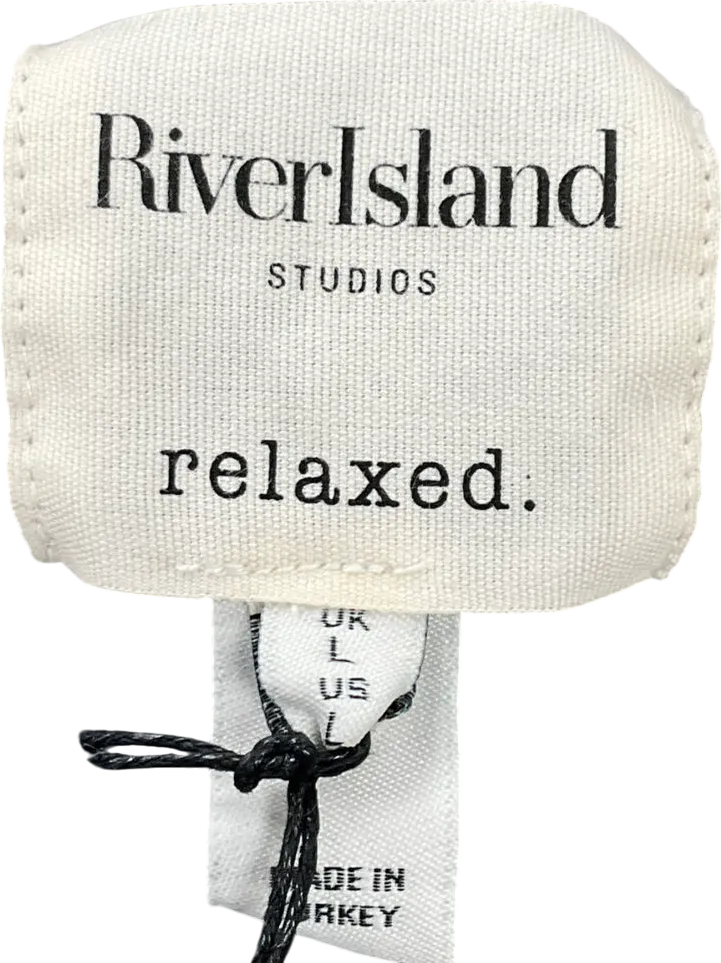 River Island Green Grey Knit Button Up Cardigan UK L