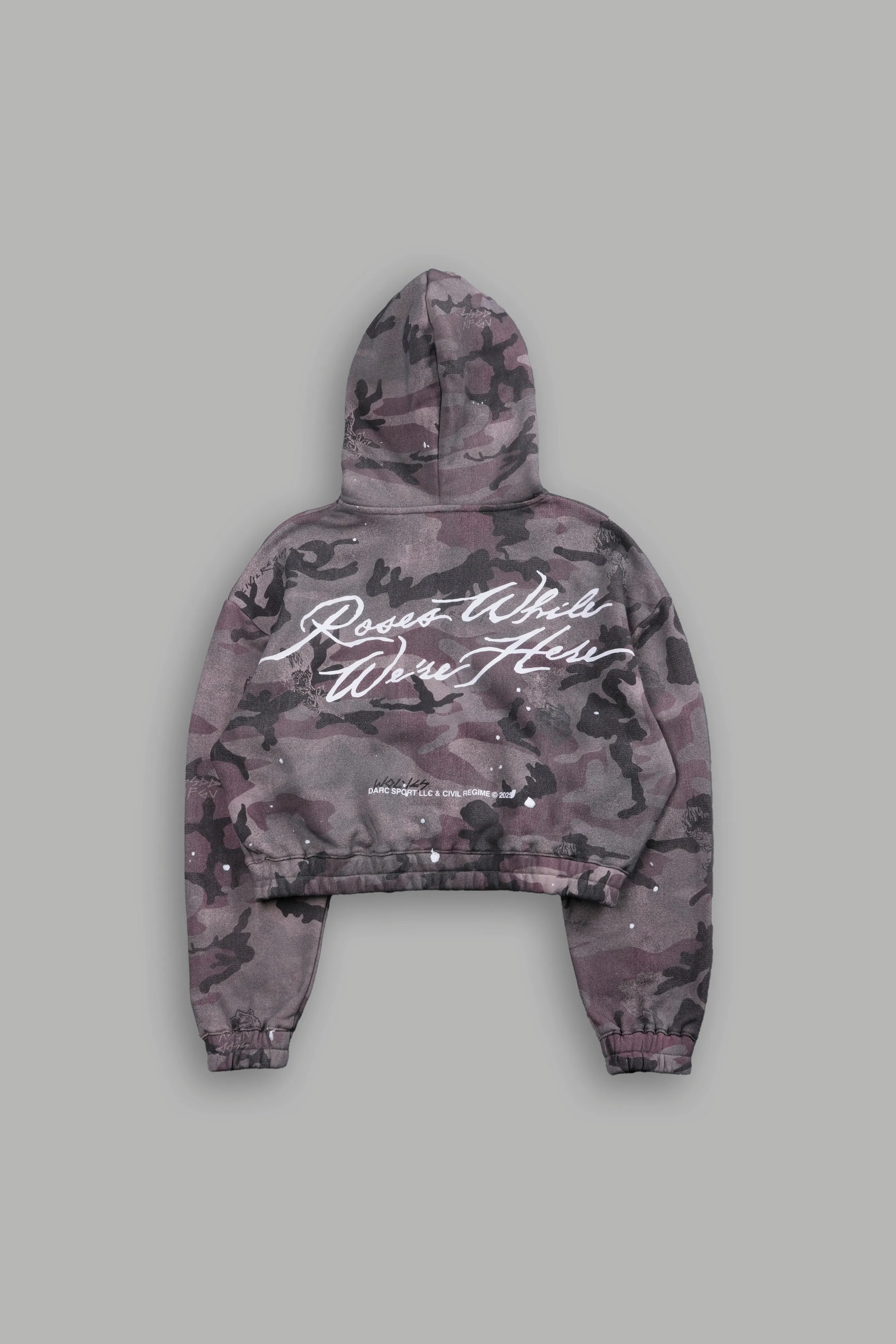 Roses While We're Here "Chambers" (Cropped) Zip Hoodie in Blooming Woodland Camo
