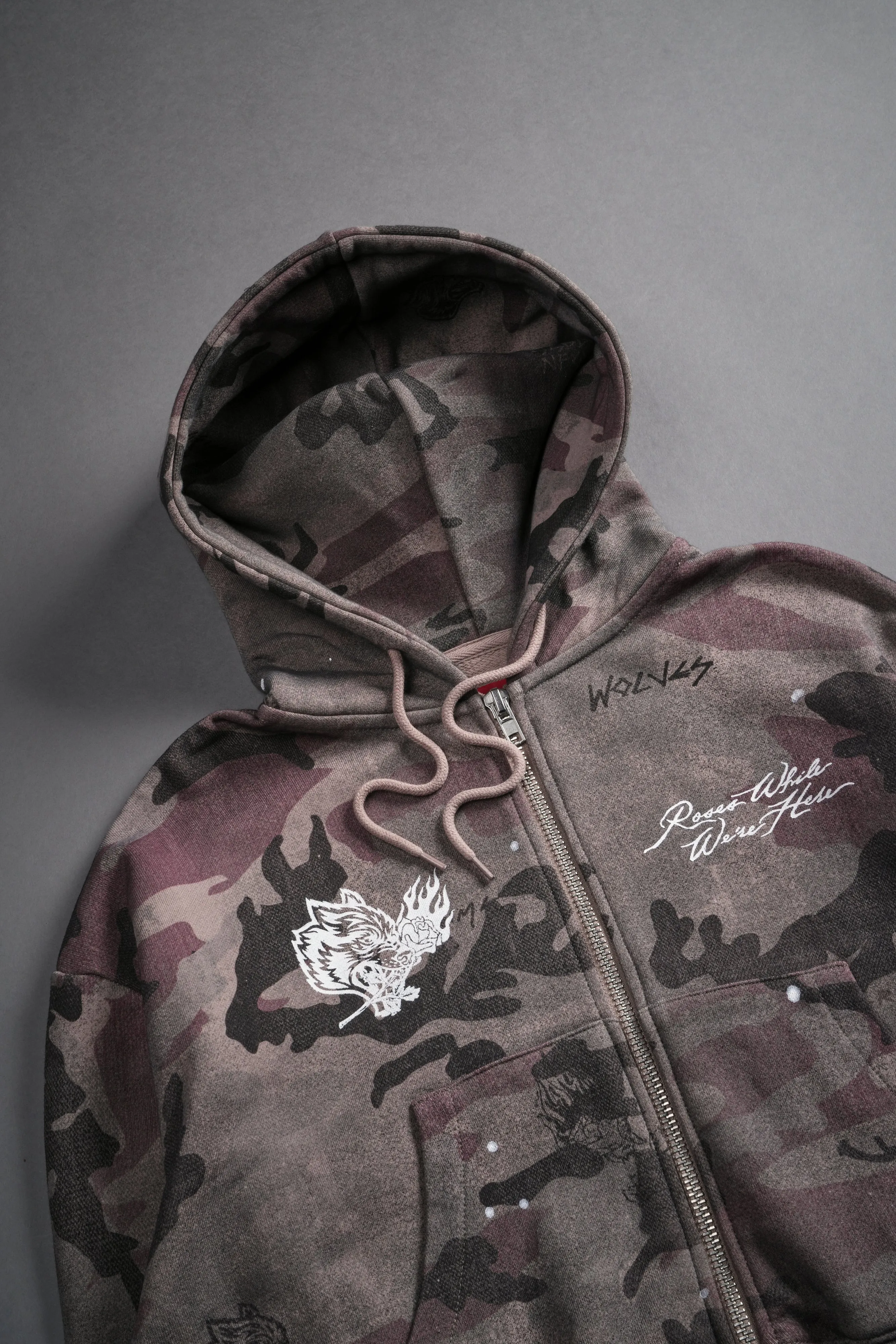 Roses While We're Here "Chambers" (Cropped) Zip Hoodie in Blooming Woodland Camo