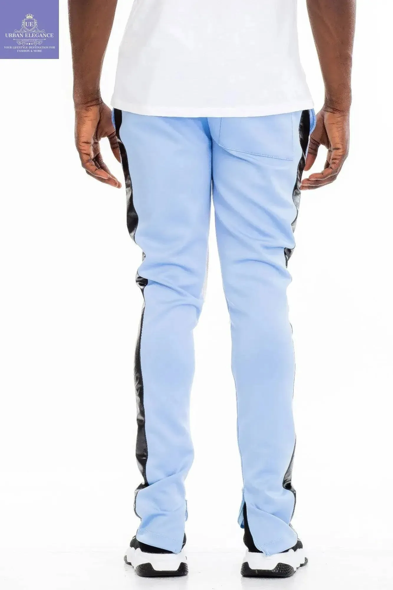 Sleek Leather Detail Slim Fit Track Pants