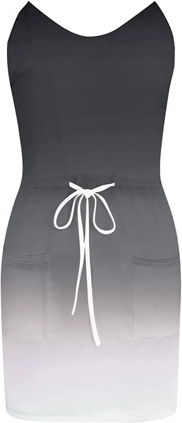 Sleeveless Gradient Drawstring Mini Dress for Women Comfy Fit Tank Sundress with Pockets Summer Vacation Casual Look