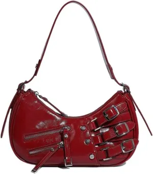 Small Handbag for Women Y2k Aesthetic Punk Grunge Chic Hobo Mini Clutch Purse PU Leather Evening Satchel Shoulder Bag