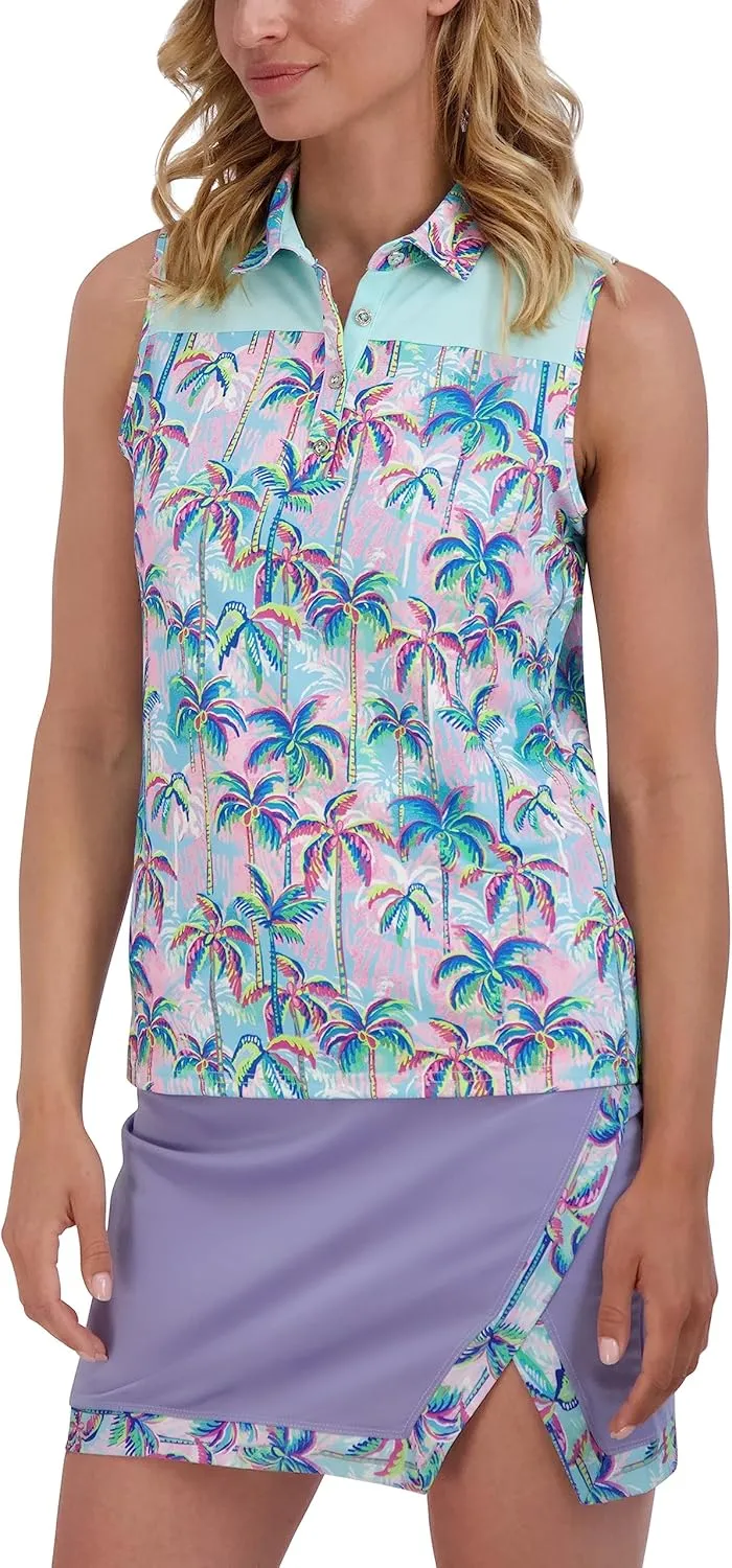 Stella Parker Women's Button Front Sleeve Polo