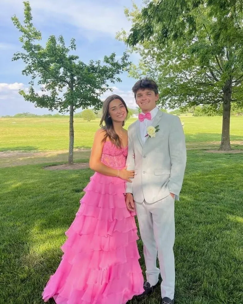 Strapless Prom Dresses 2025 for Women Lace Tiered Chiffon Long Formal Evening Gown with Slit