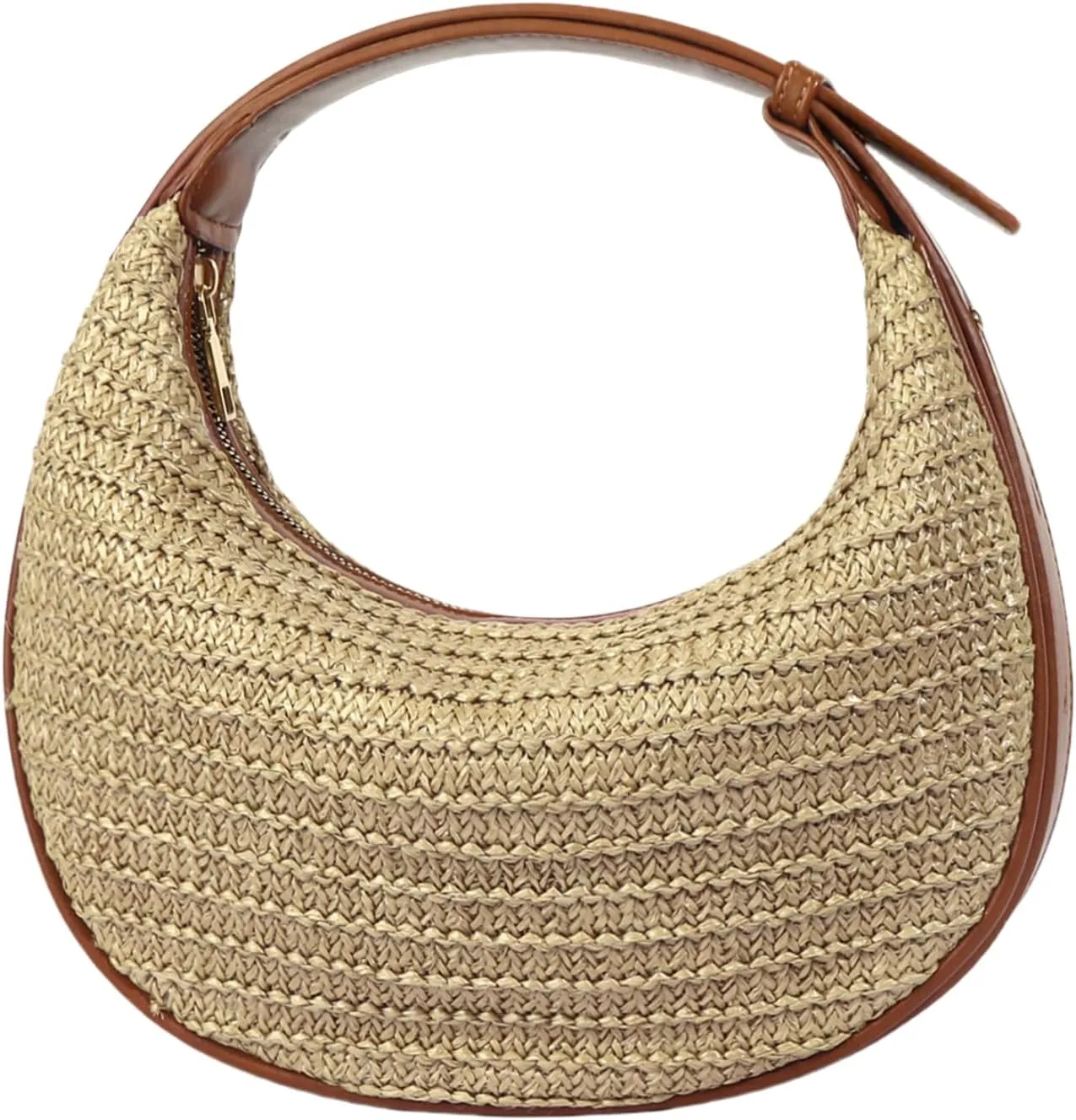 Straw Crossbody Bag for Women, Woven Crescent Hobo Handbag Raffia Rattan Summer Beach Shoulder Purse Underarm Clutch