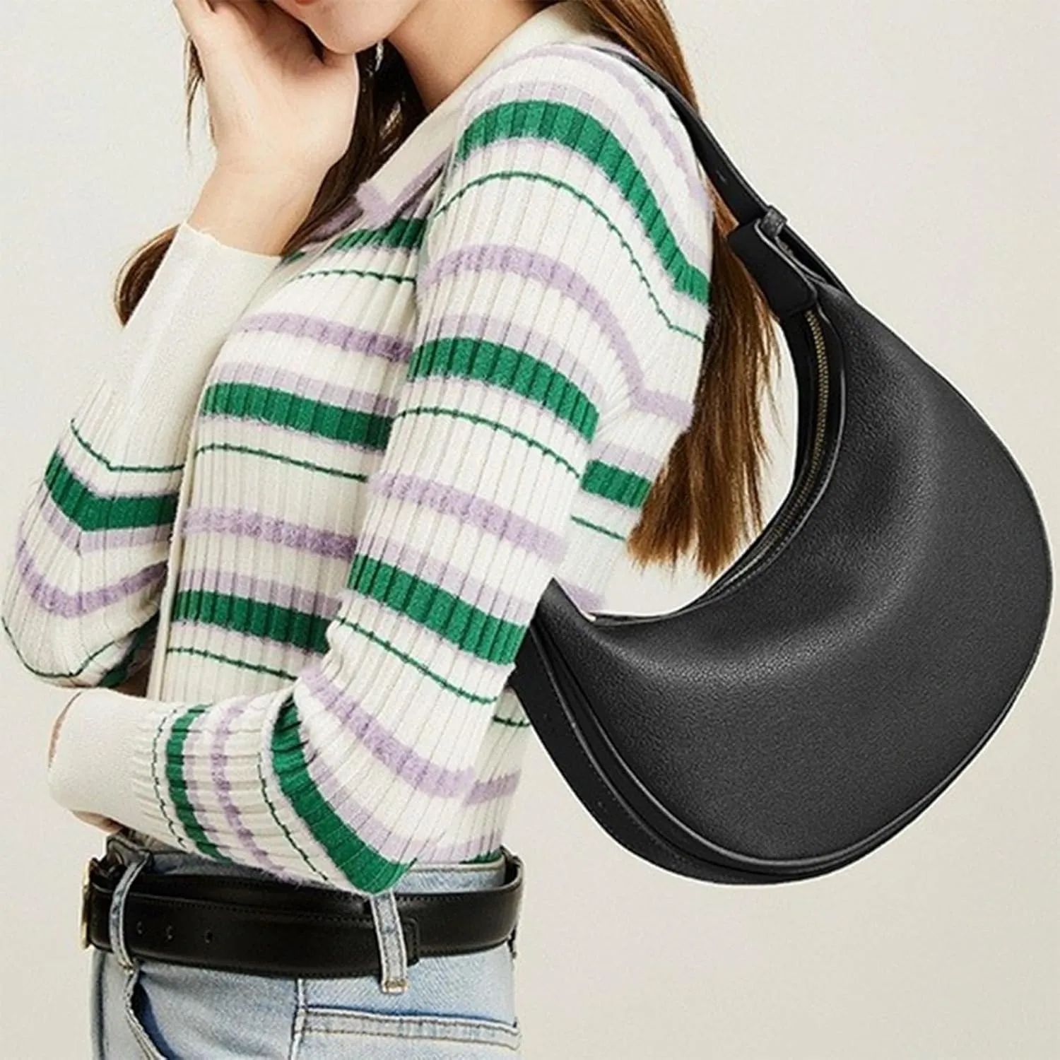 Straw Crossbody Bag for Women, Woven Crescent Hobo Handbag Raffia Rattan Summer Beach Shoulder Purse Underarm Clutch