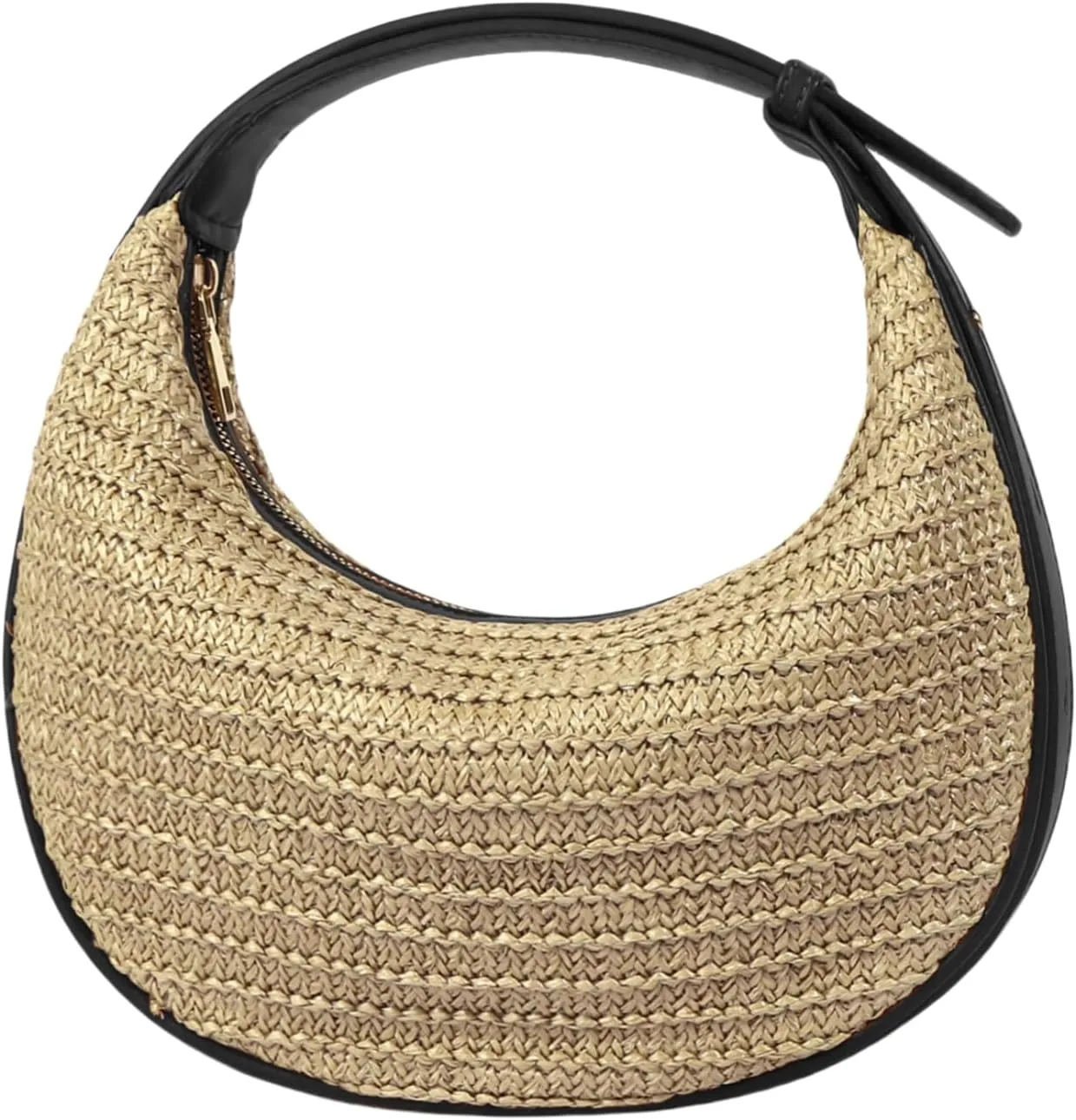 Straw Crossbody Bag for Women, Woven Crescent Hobo Handbag Raffia Rattan Summer Beach Shoulder Purse Underarm Clutch