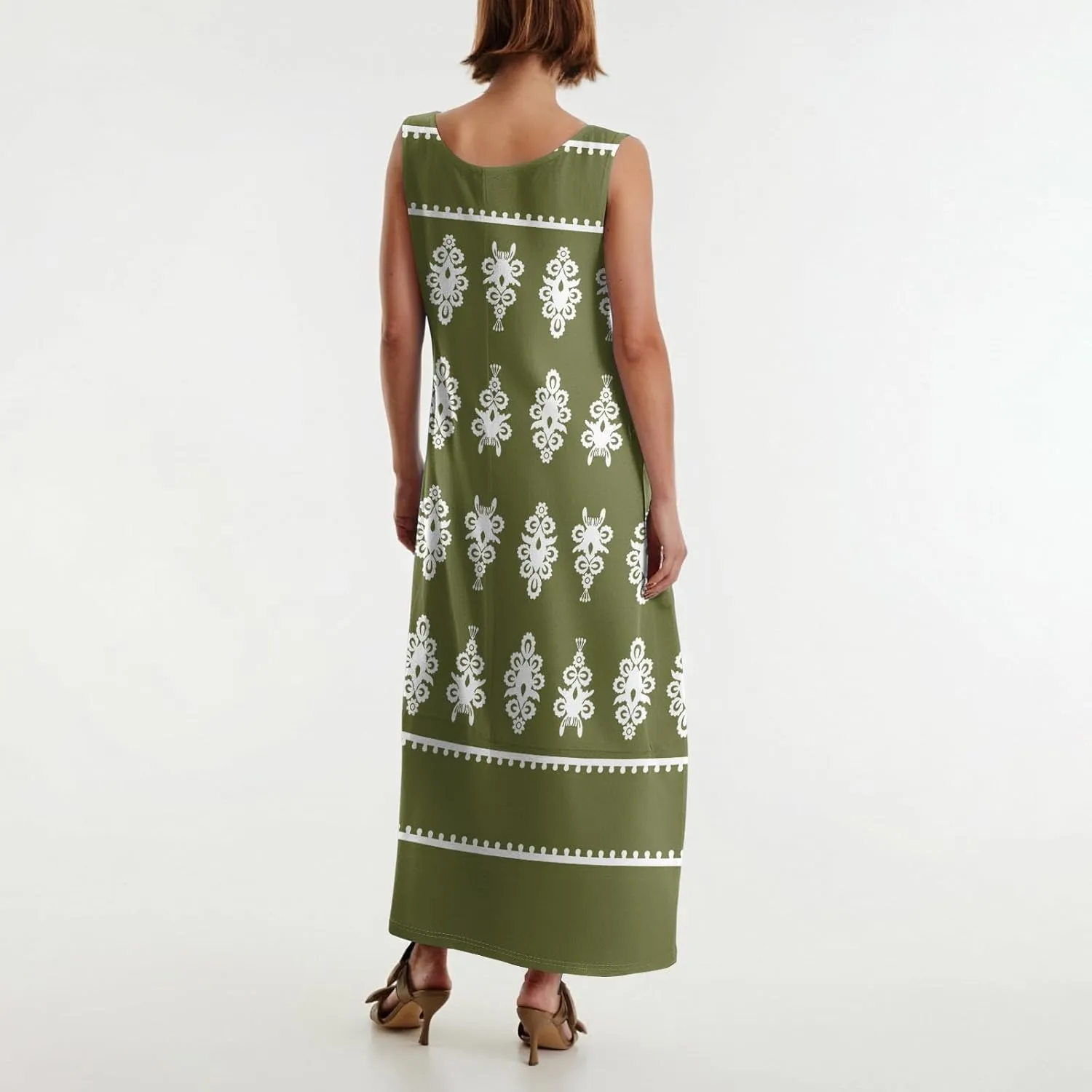 Summer Dresses for Women 2025 Sleeveless Bohemian Maxi Dress with Pockets Floral Print Maxi Sundress Beach Vacation