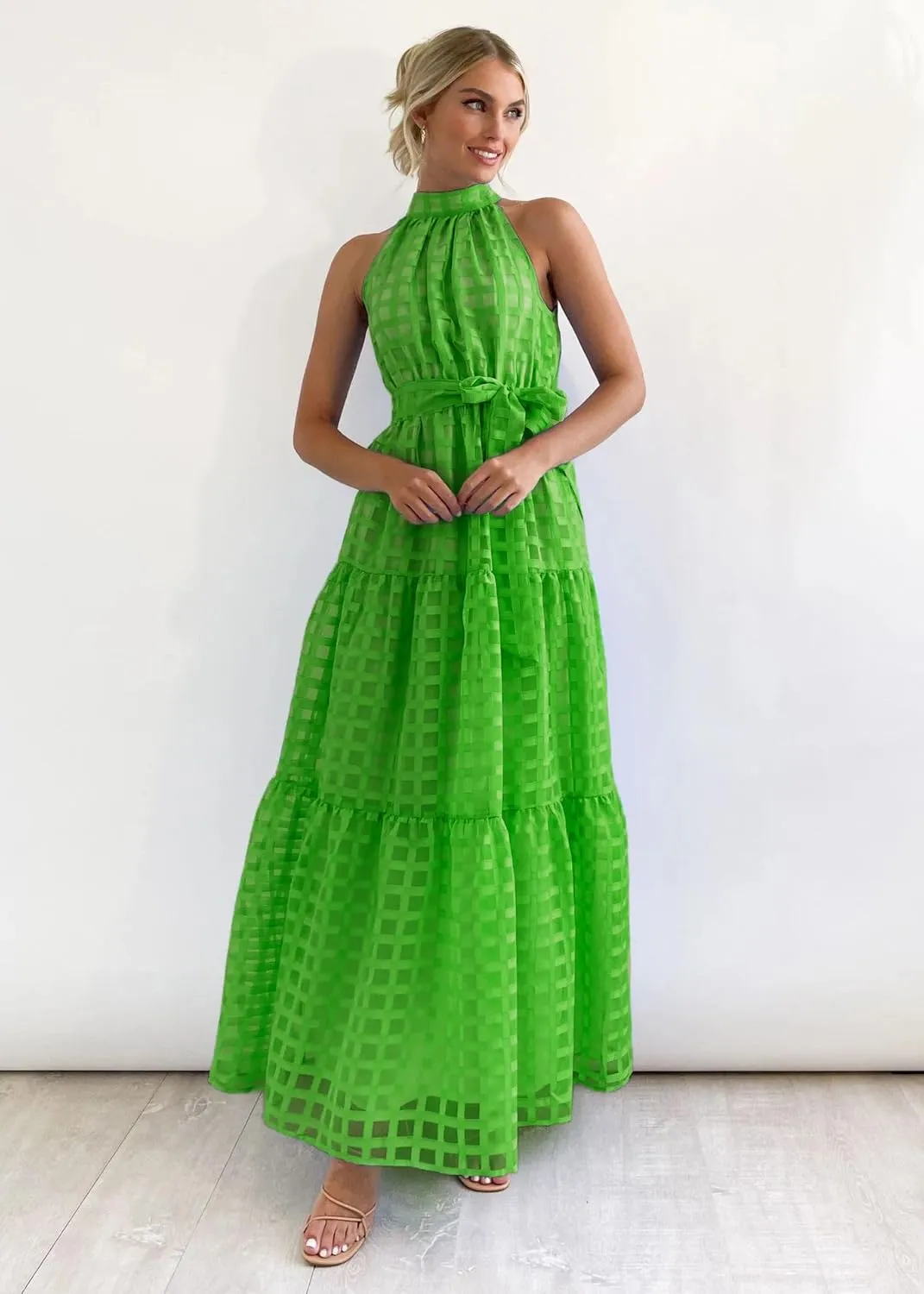 Summer Formal Dresses Beach Sundress Wedding Guest Dress High Waist A Line Party Gown
