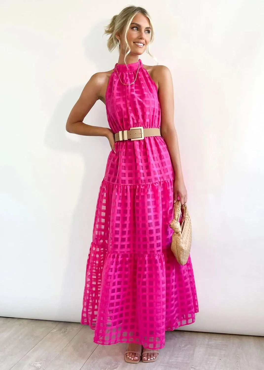 Summer Formal Dresses Beach Sundress Wedding Guest Dress High Waist A Line Party Gown