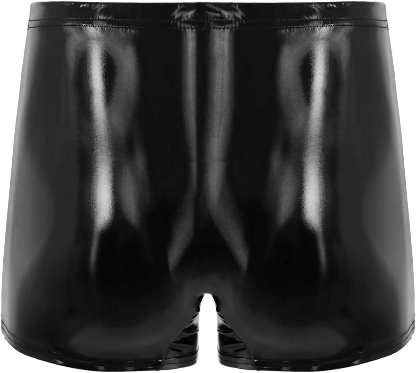 Sxiwei Men's Elastic Wet Look Metallic Patent Leather Shorts Bulge Pouch Swim Trunks Boxer Briefs Clubwear