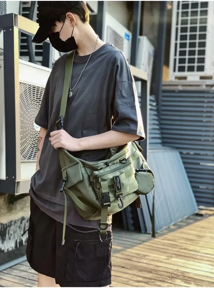 Techwear Crossbody Messenger Bag Japanese Harajuku Alt Emo Shoulder Bag Cool Hip Hop Goth Punk Streetwear