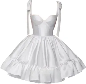 Teens Spaghetti Straps Satin Homecoming Dresses Short Ruffles Prom Dresses A-Line Mini Cocktail Dress LNL0726