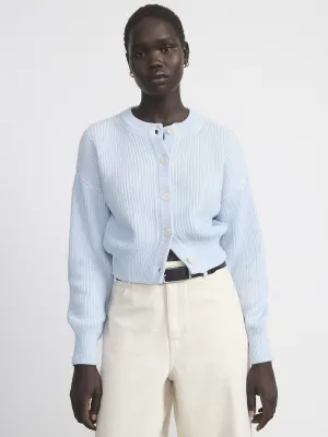 The Bubble Sleeve Cardigan in Light Blue