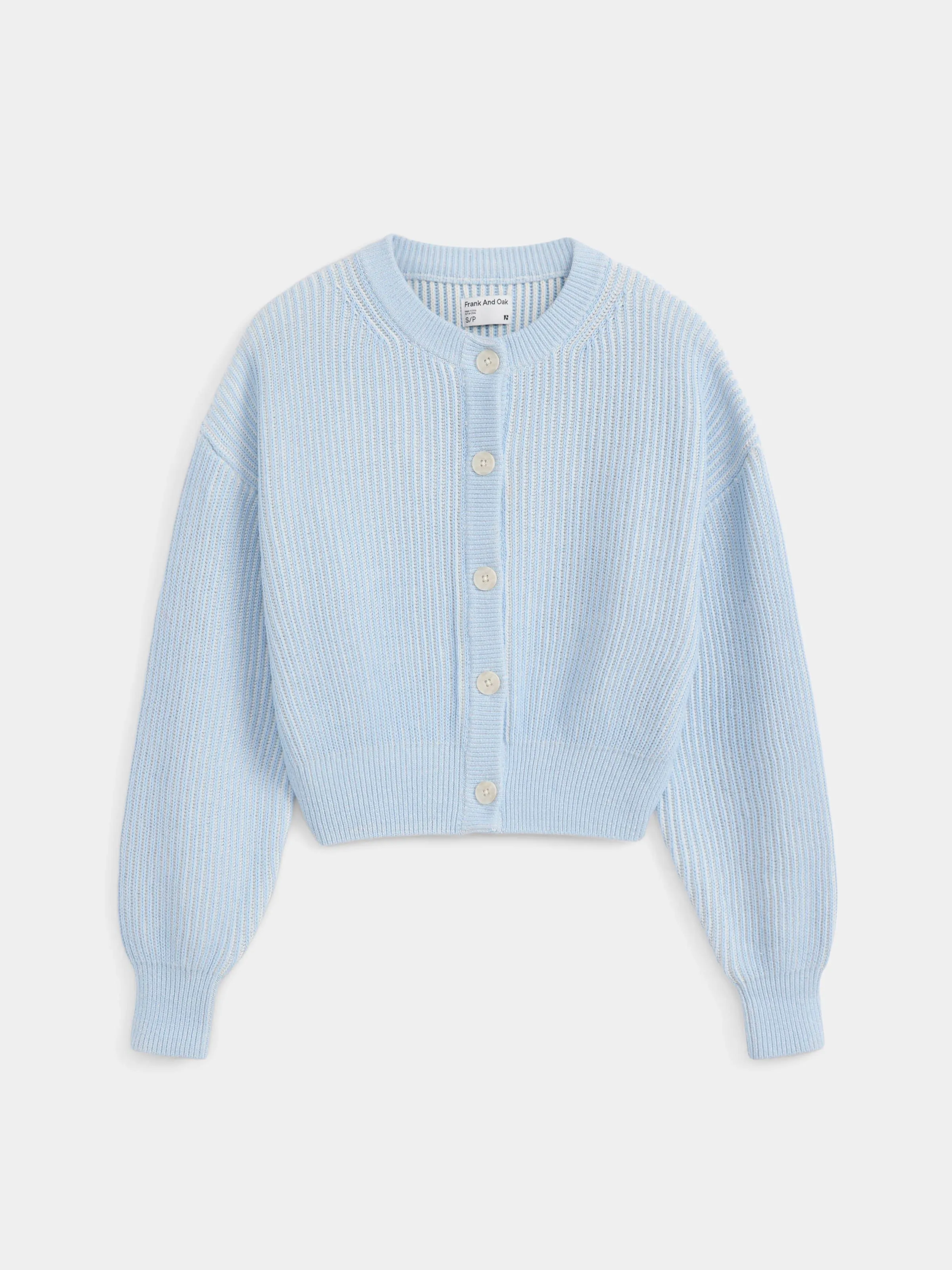 The Bubble Sleeve Cardigan in Light Blue
