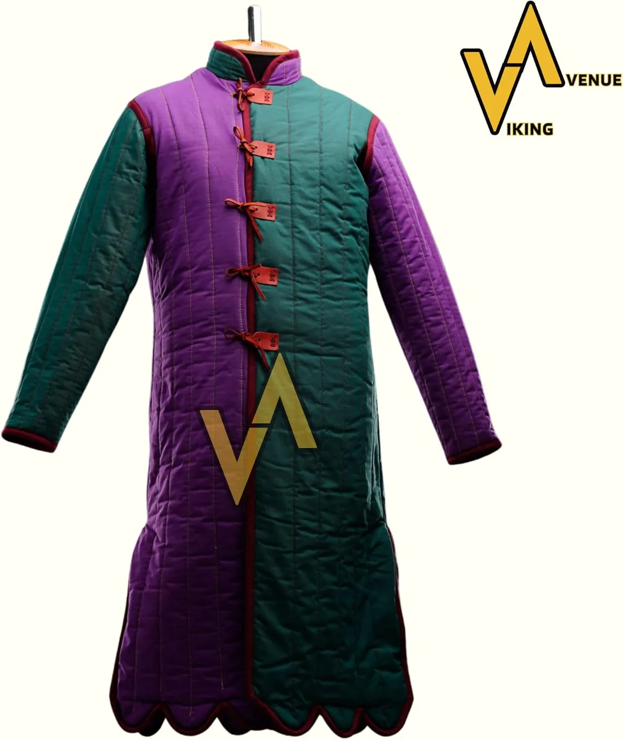 Thick Padded Full Sleeves Gambeson Coat Aketon Jacket Armor, Cotton Fabric | Color:- Multicolor