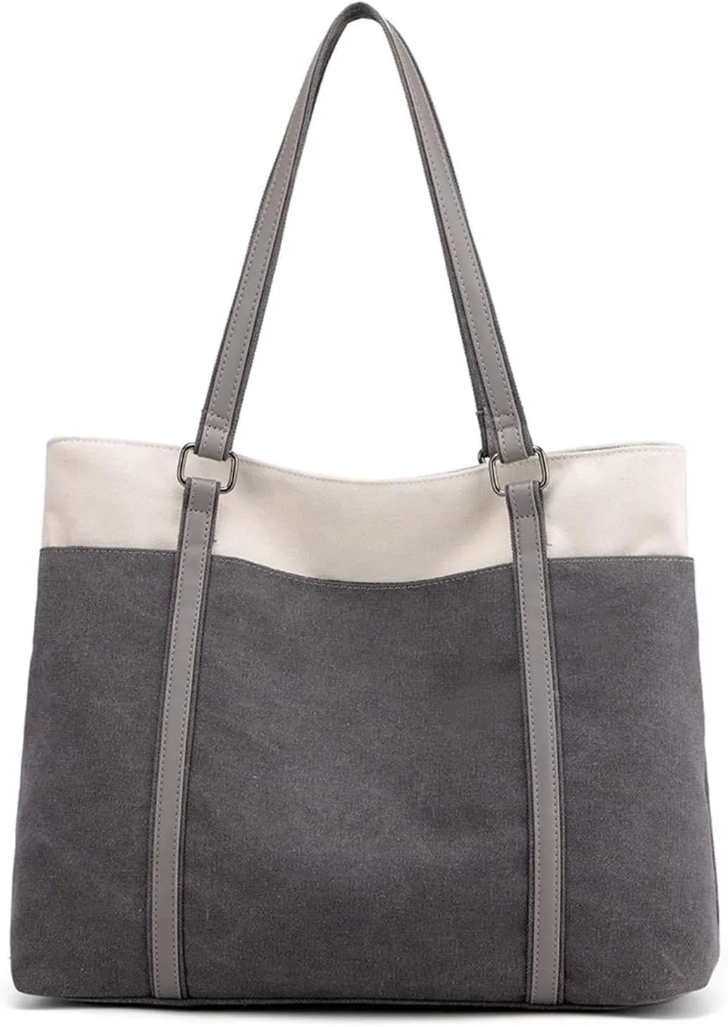 Tote Bag for Women Large Canvas Shoulder Purse for Travel Work Handbag Multi Pockets