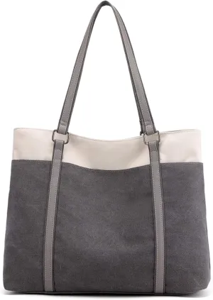 Tote Bag for Women Large Canvas Shoulder Purse for Travel Work Handbag Multi Pockets