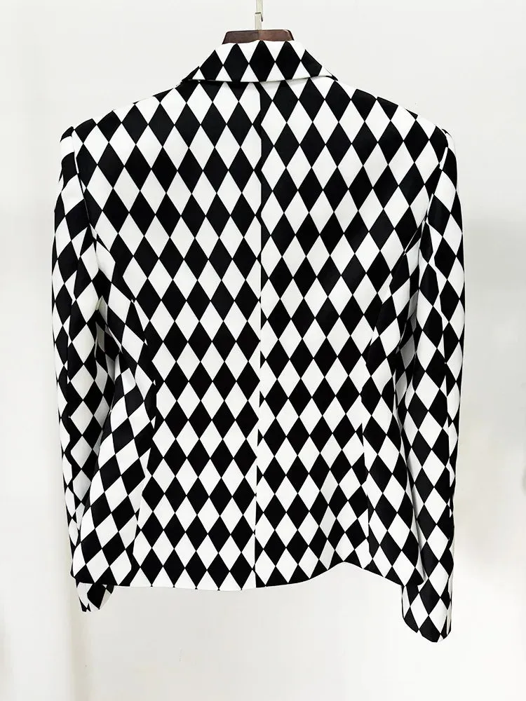 Trend4us Bold Black And White Double-Breasted Blazer