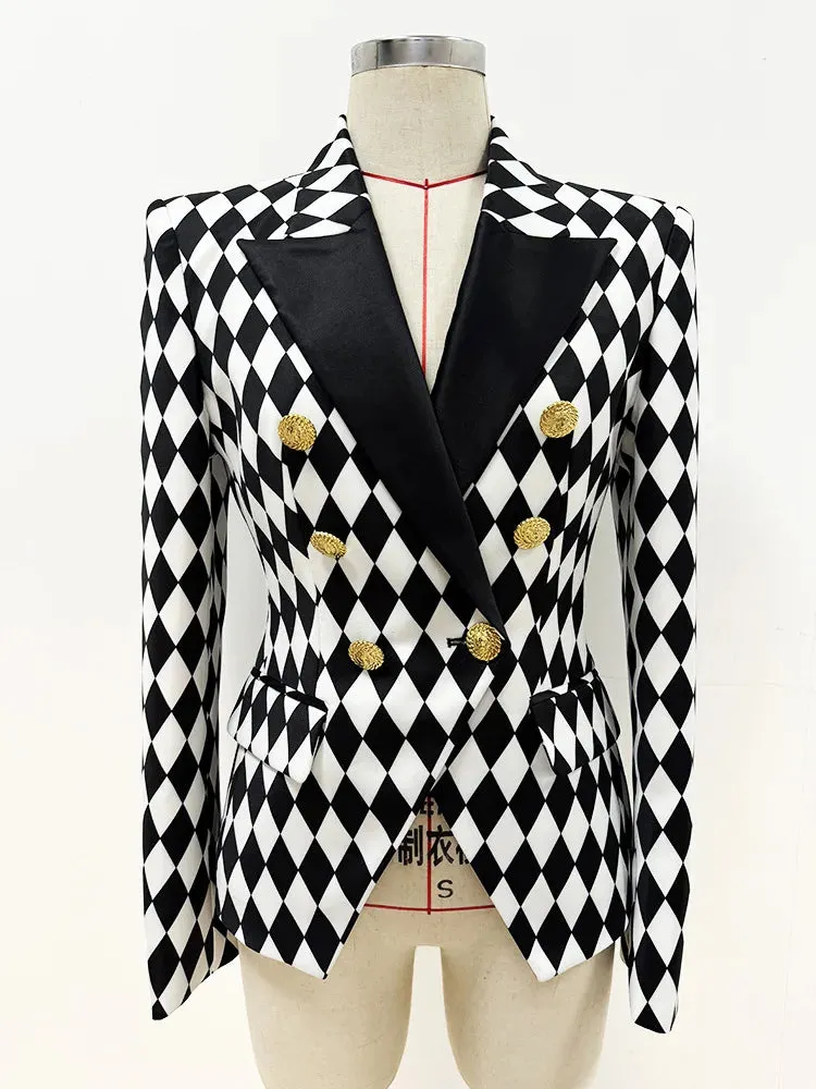 Trend4us Bold Black And White Double-Breasted Blazer