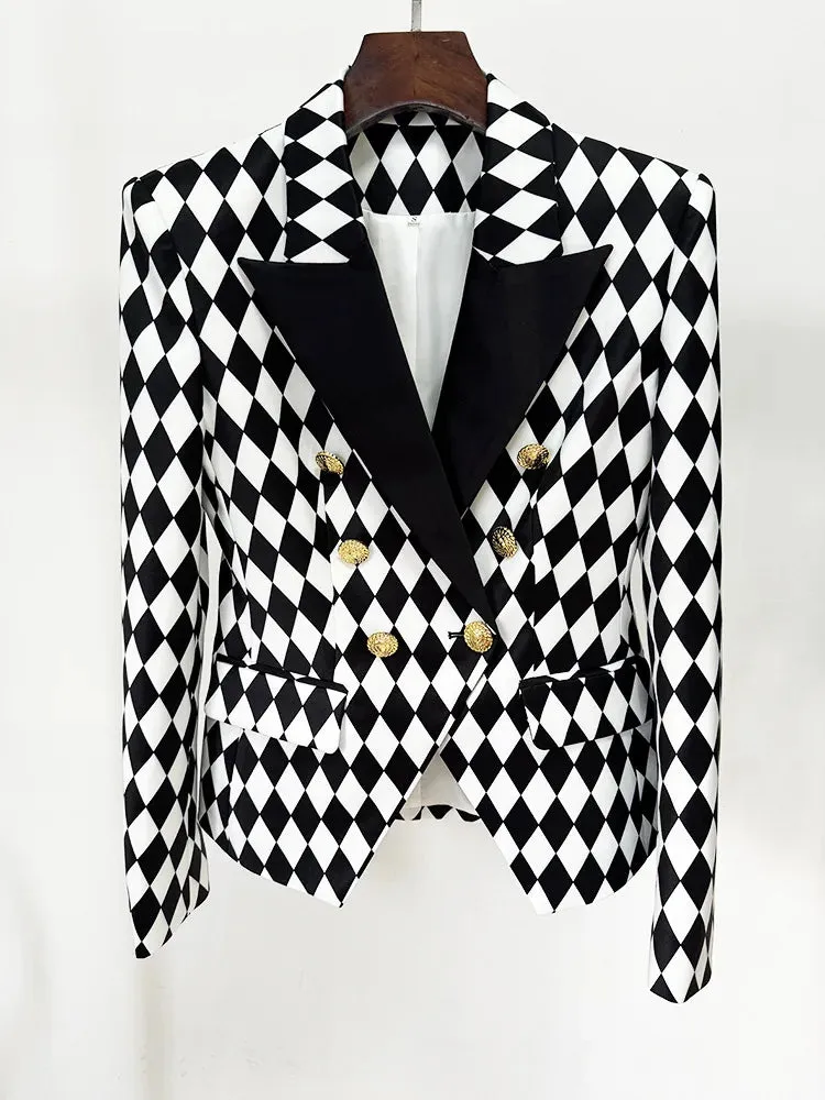 Trend4us Bold Black And White Double-Breasted Blazer