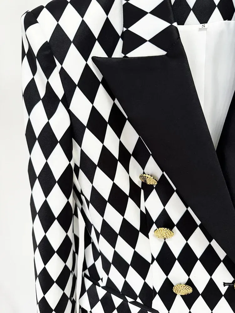 Trend4us Bold Black And White Double-Breasted Blazer