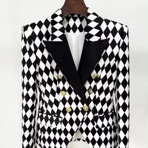 Trend4us Bold Black And White Double-Breasted Blazer