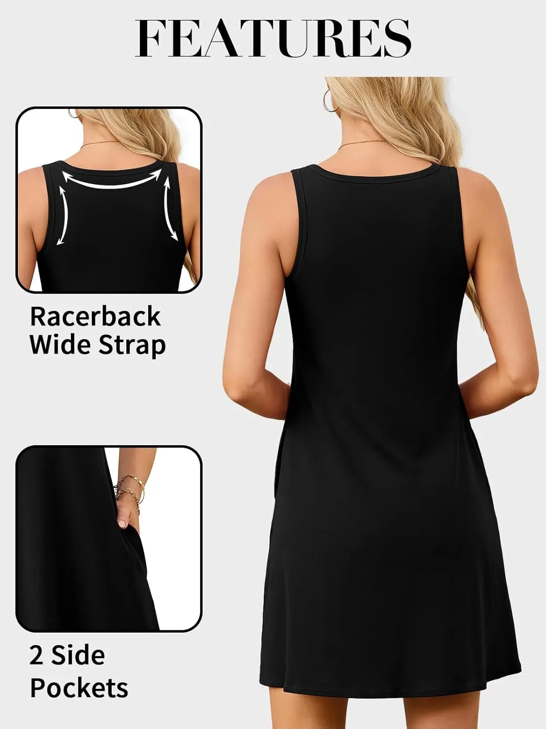 V FOR CITY Built in Bra Dress with Pockets for Women 2025 Summer Dresses Casual Cotton V Neck Sundress