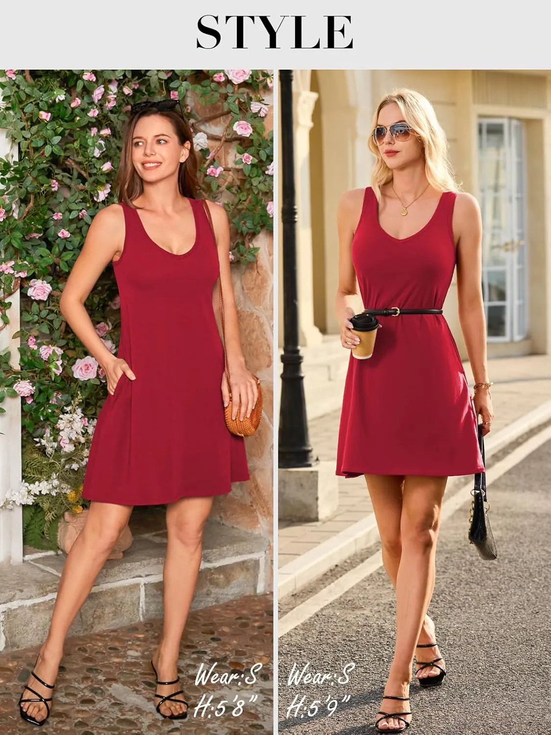 V FOR CITY Built in Bra Dress with Pockets for Women 2025 Summer Dresses Casual Cotton V Neck Sundress