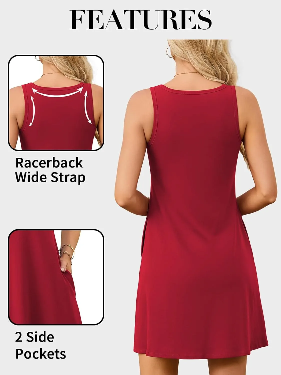 V FOR CITY Built in Bra Dress with Pockets for Women 2025 Summer Dresses Casual Cotton V Neck Sundress
