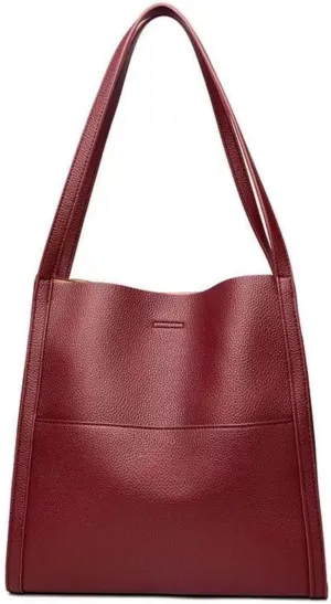 Vegan Leather Tote Handbag Shoulder Bag for Women Soft PU Leather Hobo Bag Bucket Bags Retro Handmade Purses