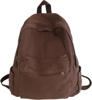 Vintage Aesthetic Canvas Backpack Preppy Backpack Japanese Harajuku Bag Fit 15.6 Laptop Travel Rucksack (Brown,One Size)