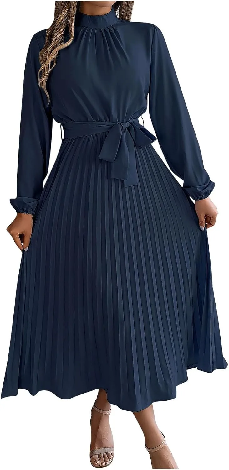 Wedding Guest Dresses for Women Women's Long Sleeve Maxi Dress Flowy Casual Fall A-Line Long Cocktail Tshirt Dress