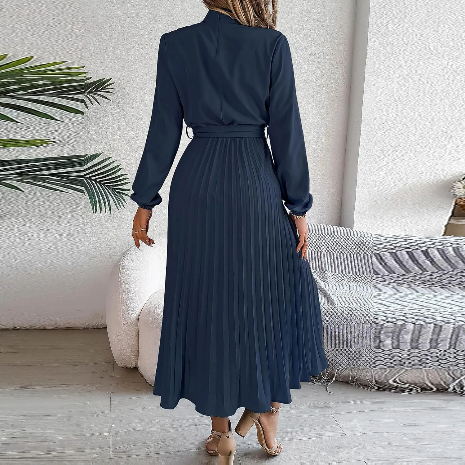 Wedding Guest Dresses for Women Women's Long Sleeve Maxi Dress Flowy Casual Fall A-Line Long Cocktail Tshirt Dress