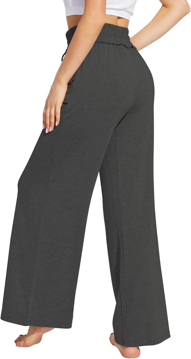WiWi Women's Casual Loose Wide Leg Pajama Pants Palazzo Viscose from Bamboo Lounge Pant Long Yoga Sweatpants S-XXL