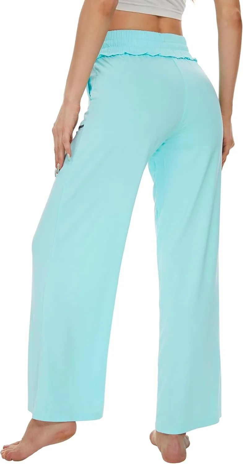 WiWi Women's Casual Loose Wide Leg Pajama Pants Palazzo Viscose from Bamboo Lounge Pant Long Yoga Sweatpants S-XXL