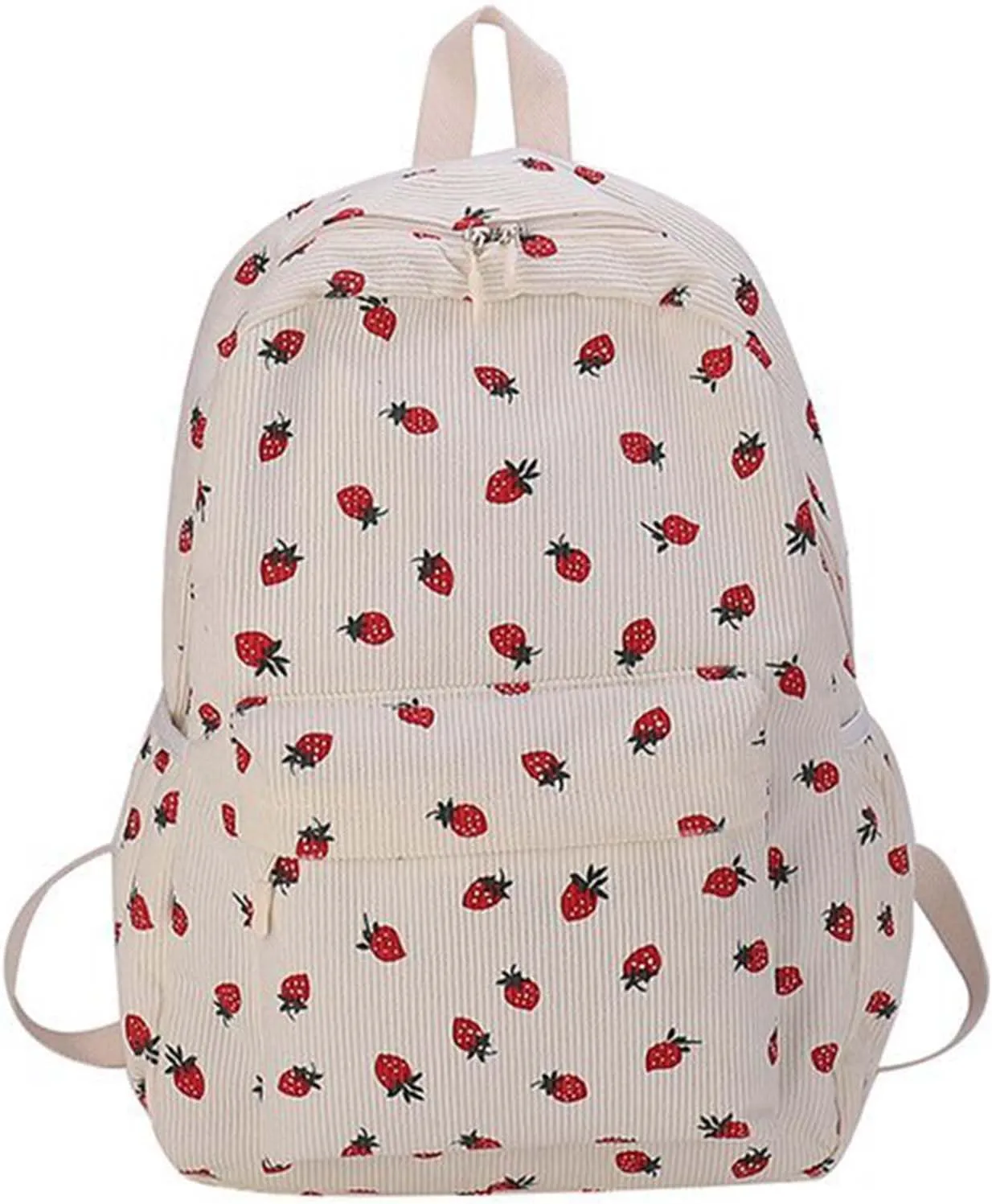 Women 2025 Cute Aesthetic Backpack Kawaii Strawberry Print Laptop Backpack Coquette Daypack for College Trendy Bag (White)