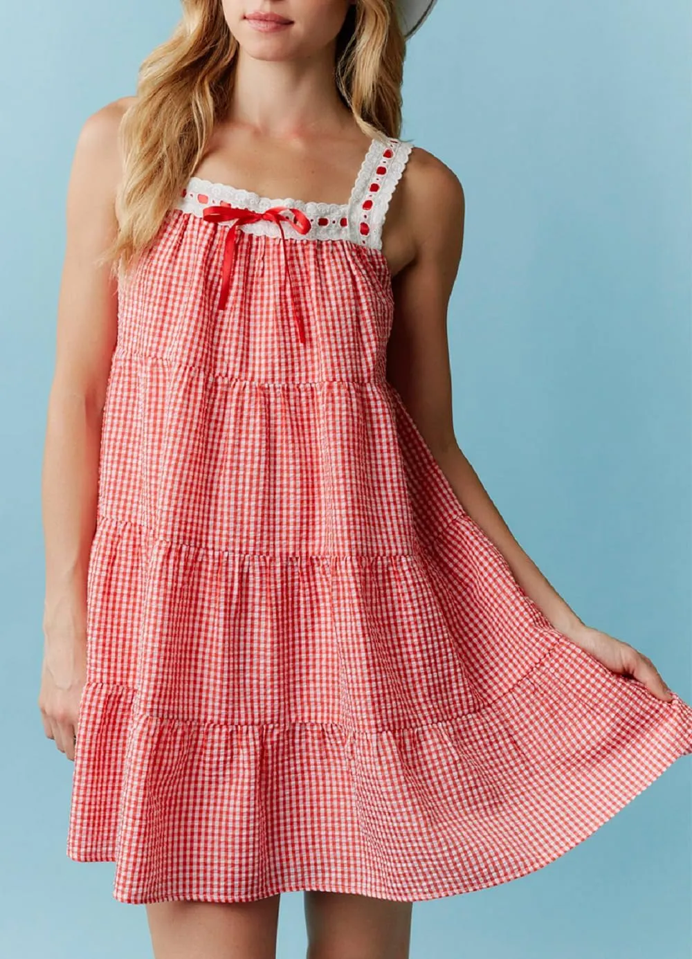 Women Bow Tie Shoulder Mini Dress Y2k Floral Spaghetti Strap Babydoll Dress Boho Swing Sling Short Dress