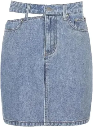 Women High Waist Skirt High Waisted Solid Slim Fit Casual Denim Half-Body Jean Skirts with Pockets