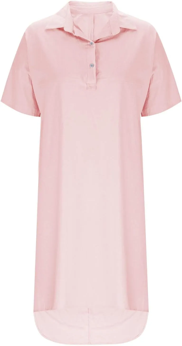 Women Plus Size Button Down Shirt Dresses with Pockets Summer Casual Loose 3/4 Sleeve Midi Dress Cover Up Sundress
